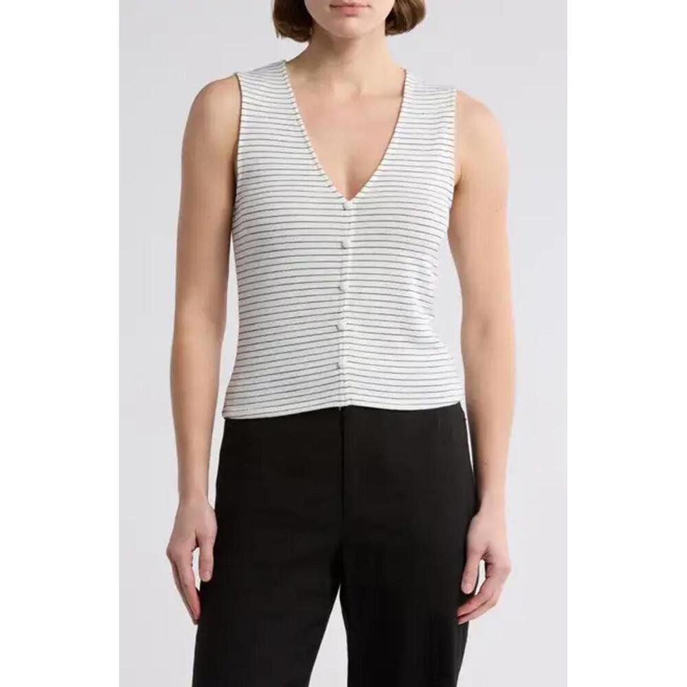 NWT! rag & bone The Knit Stripe T-Shirt Ivory Size Large